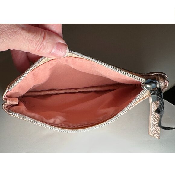 Laura Mercier Rose Gold Metallic Lined Cosmetic Bag Zipper Pouch - Picture 4 of 8